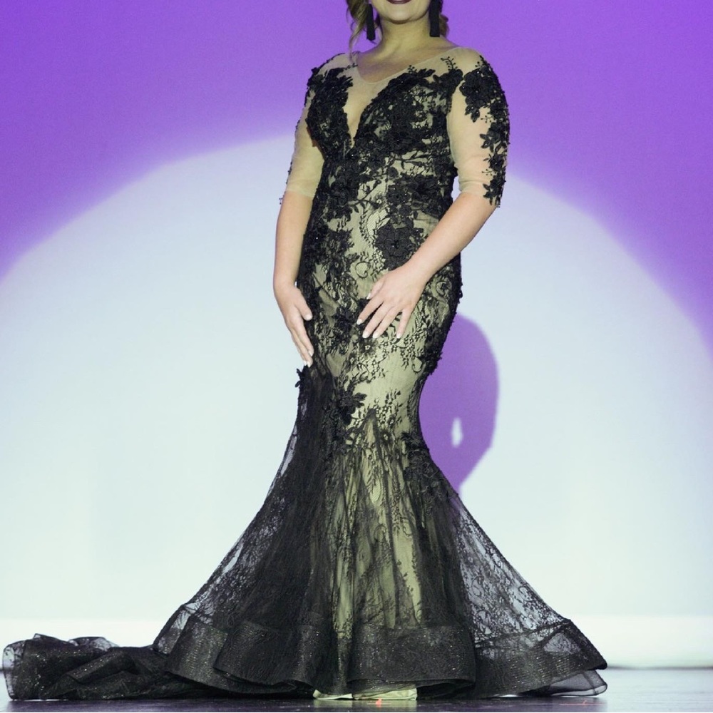 Amarra black lace pageant dress